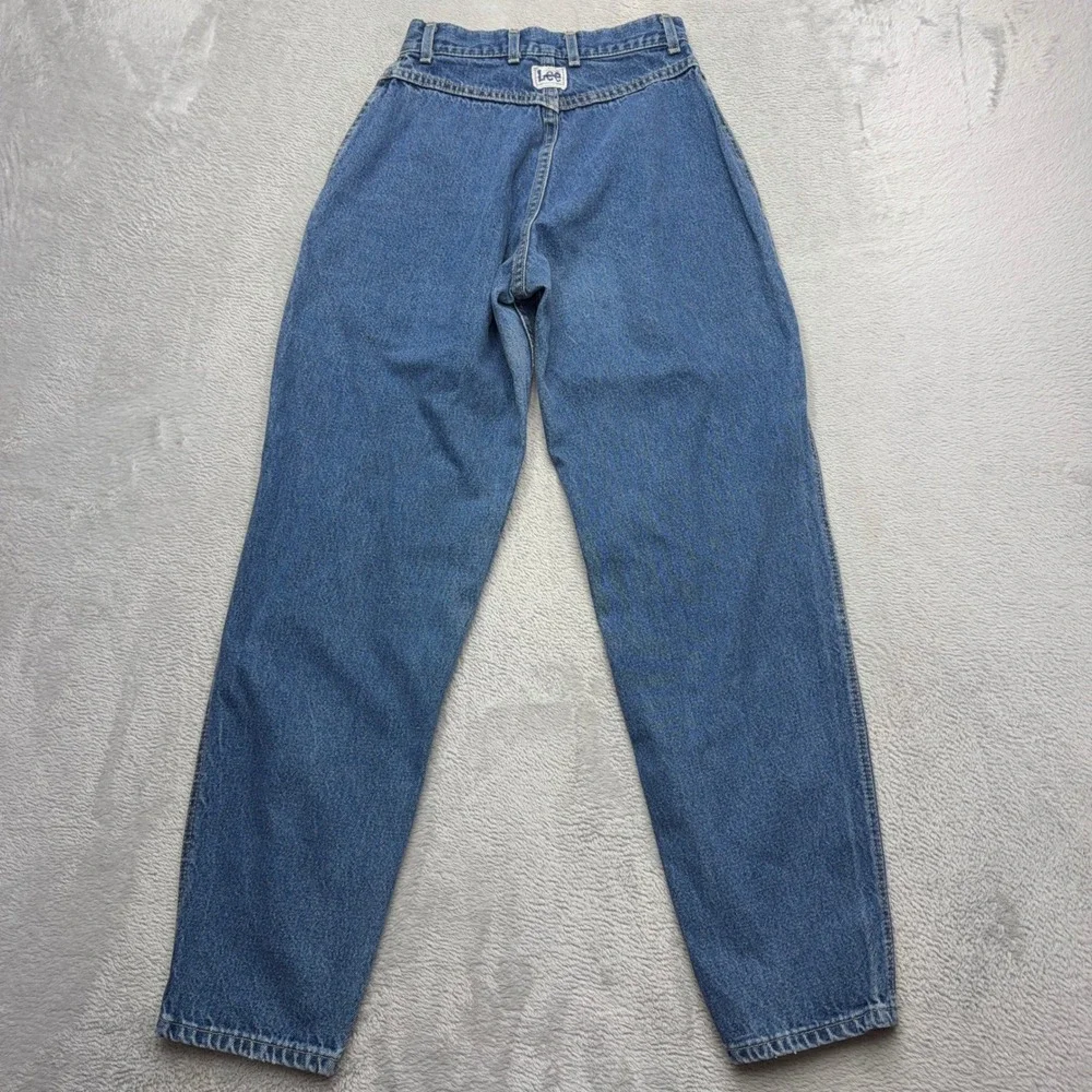 Vintage Lee Jeans Women 3 Union Made Blue High Rise Tapered Leg Mom Denim USA